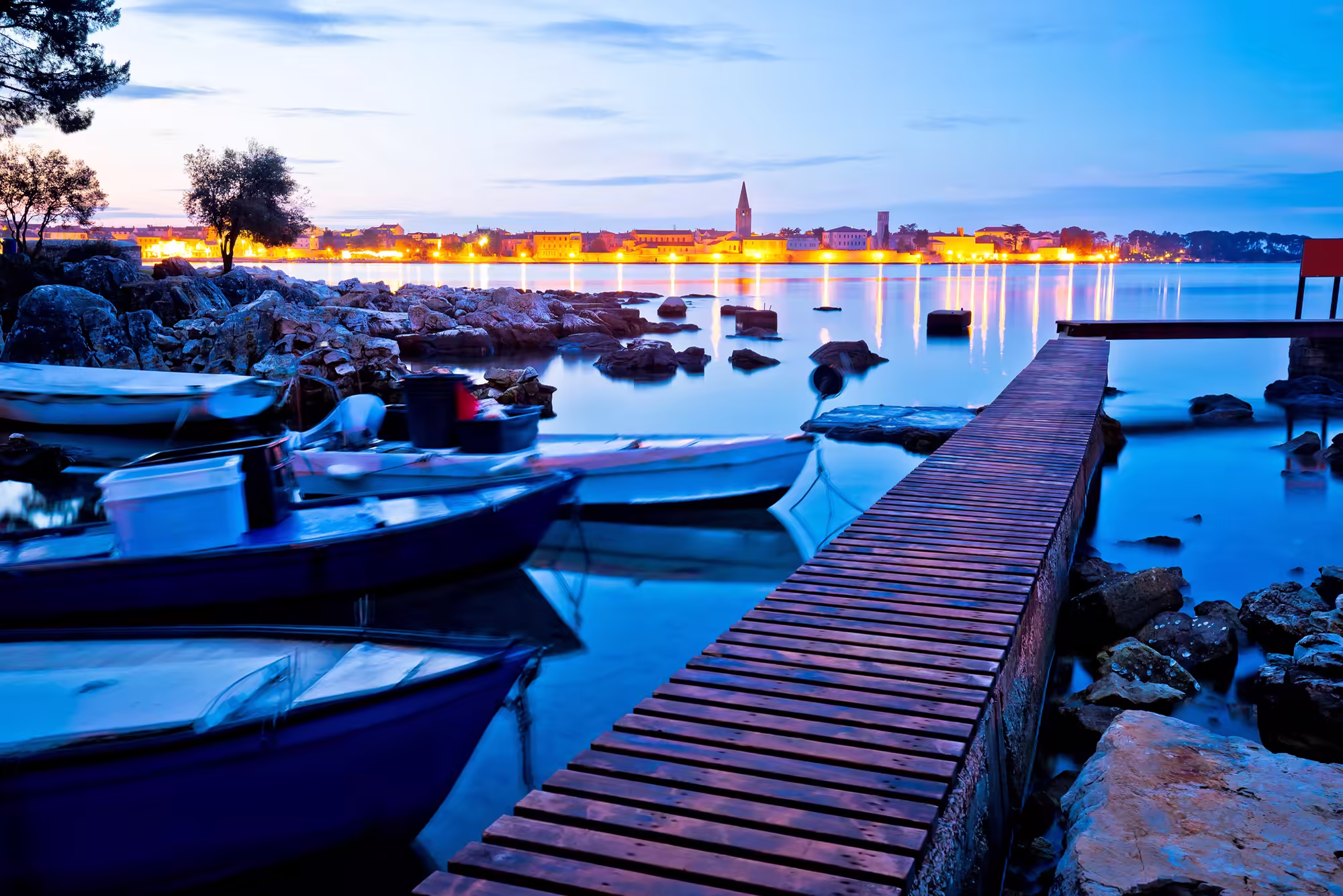 Poreč Old Town skyline in the evening light